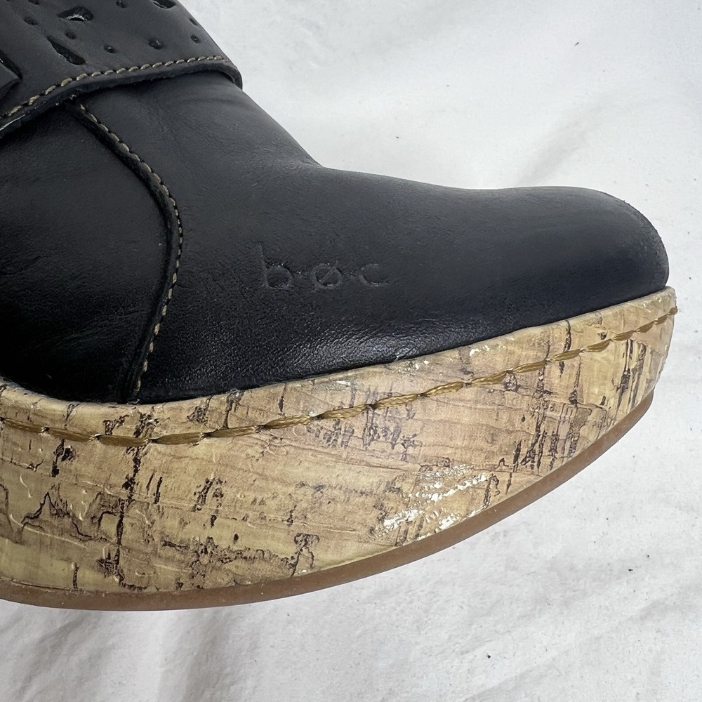 b.o.c Born Concept Black Leather Cut-Out Block Heel Mules Comfort Sz 8/39 - Picture 11 of 15